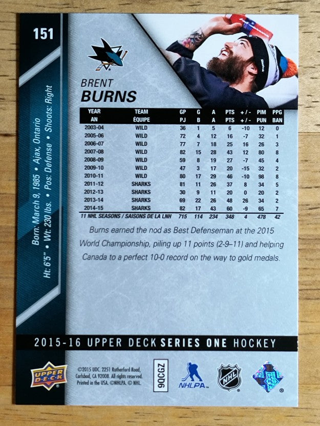 2015-16 Upper Deck #151 Brent Burns