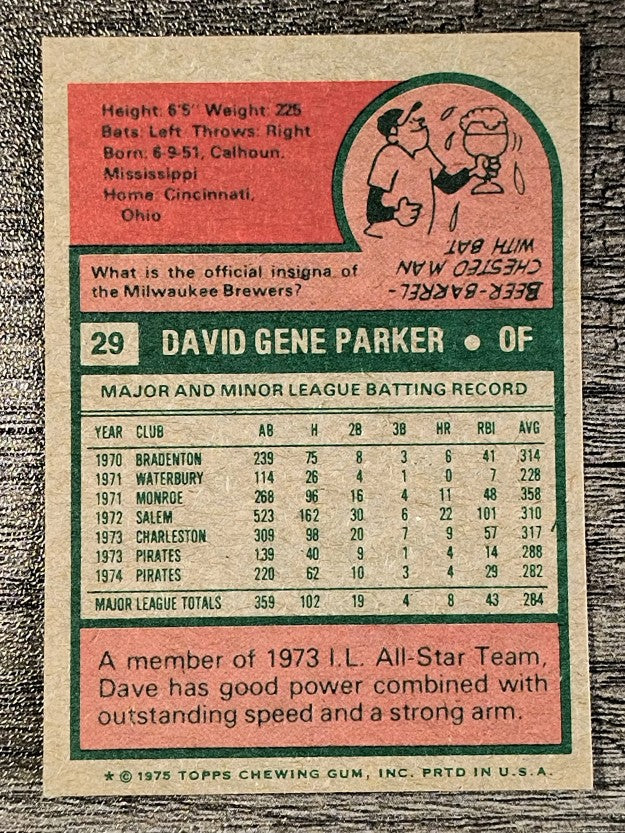 1975 Topps Mini #29 Dave Parker (NMMT)