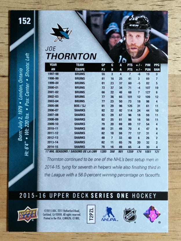 2015-16 Upper Deck #152 Joe Thornton