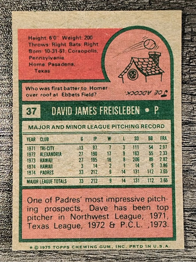 1975 Topps Mini #37 Dave Freisleben (EXMT)