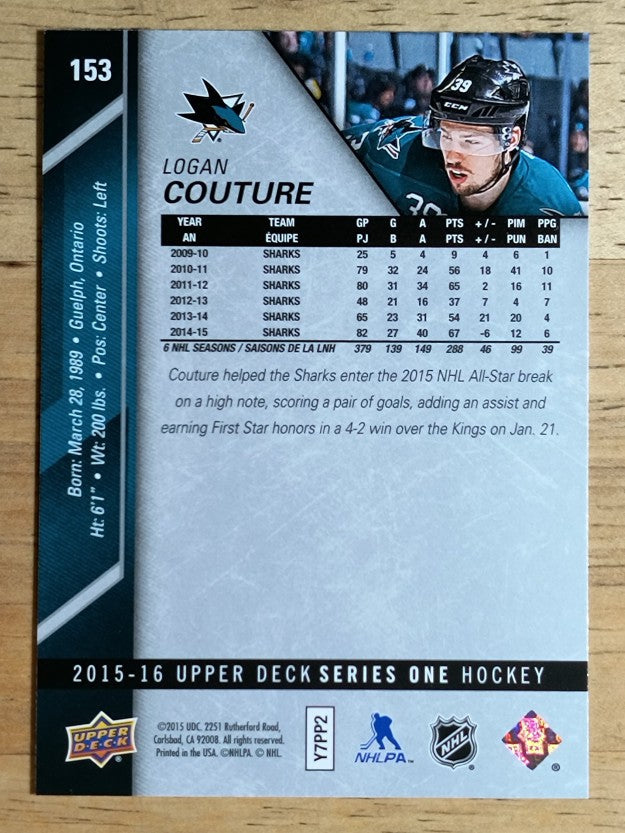 2015-16 Upper Deck #153 Logan Couture