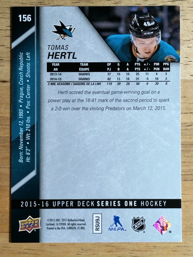 2015-16 Upper Deck #156 Tomas Hertl