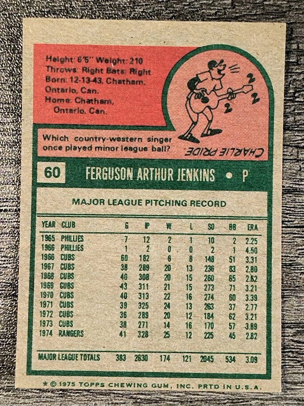 1975 Topps Mini #60 Fergie Jenkins (NM)