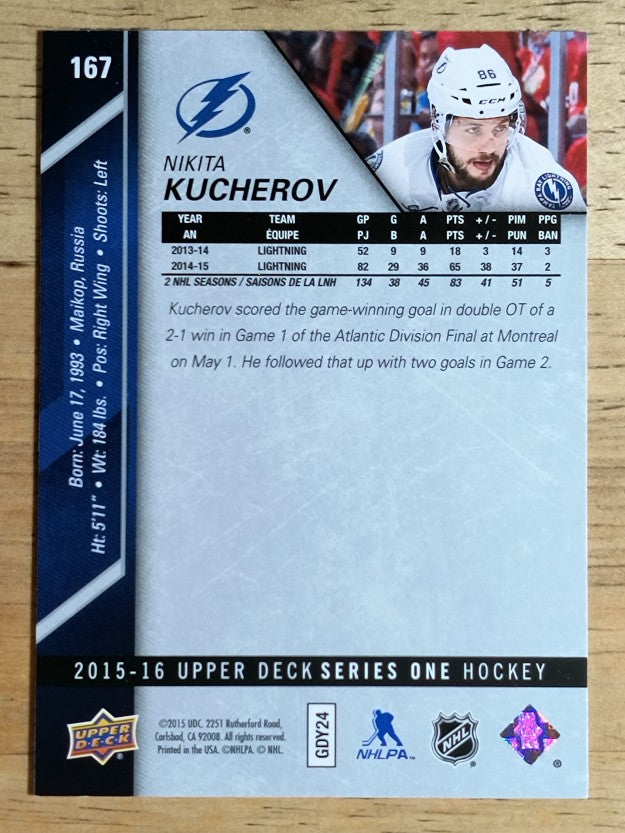 2015-16 Upper Deck #167 Nikita Kucherov