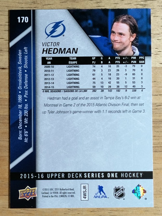 2015-16 Upper Deck #170 Victor Hedman