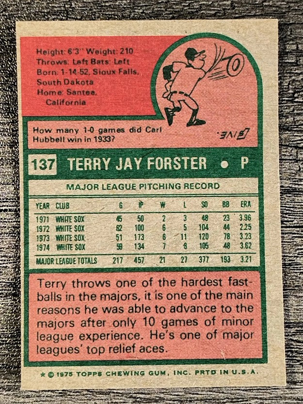 1975 Topps Mini #137 Terry Forster (EXMT)
