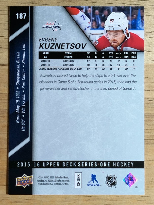 2015-16 Upper Deck #187 Evgeny Kuznetsov