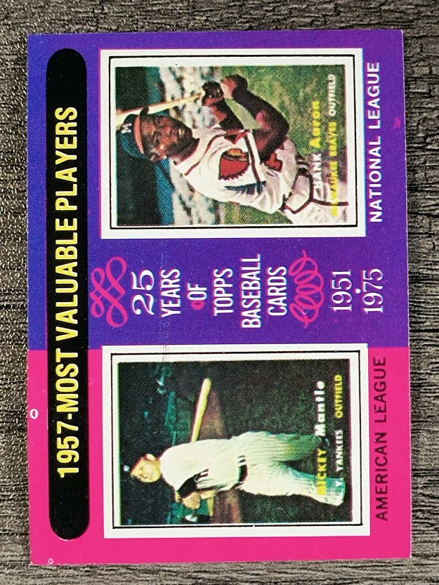 1975 Topps Mini #195 Mickey Mantle/Hank Aaron MVP (NM)