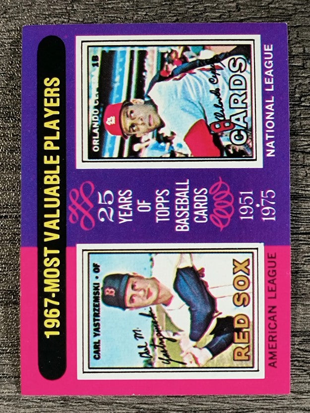 1975 Topps Mini #205 Carl Yastrzemski/Orlando Cepeda MVP (NM)