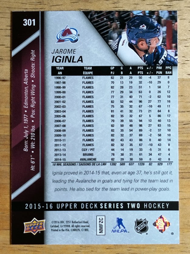 2015-16 Upper Deck #301 Jarome Iginla
