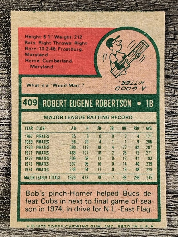 1975 Topps Mini #409 Bob Robertson (VGEX)