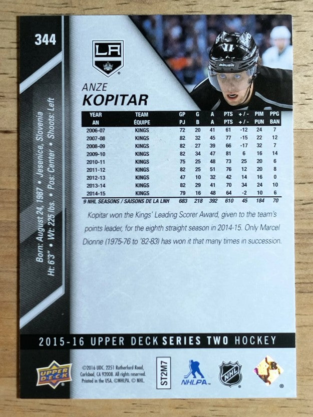 2015-16 Upper Deck #344 Anze Kopitar