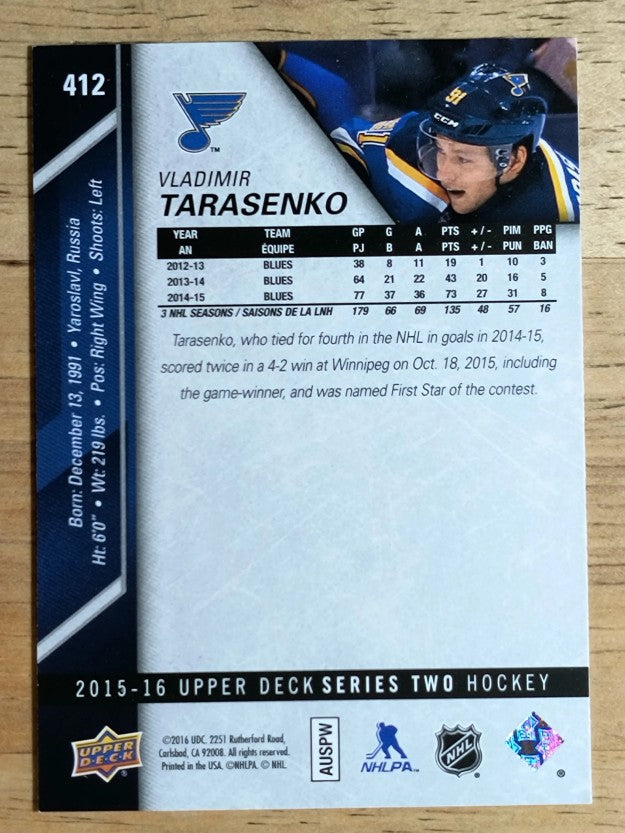 2015-16 Upper Deck #412 Vladimir Tarasenko