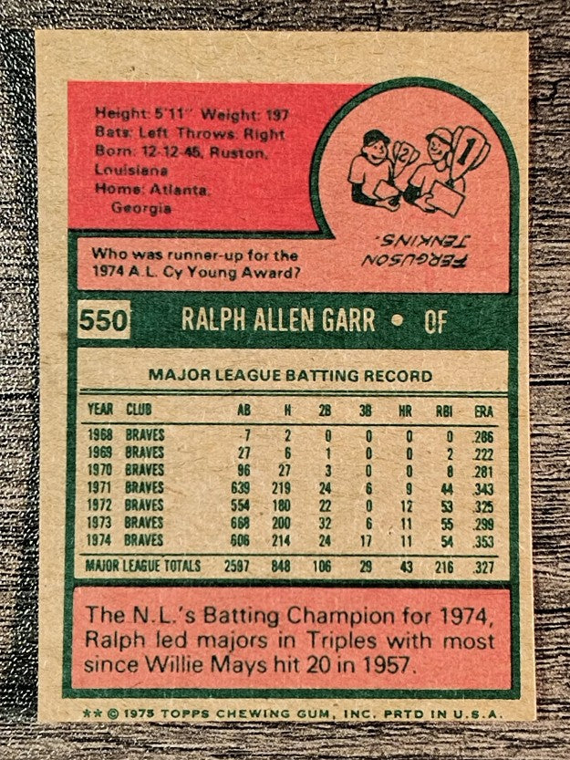 1975 Topps Mini #550 Ralph Garr (EXMT)