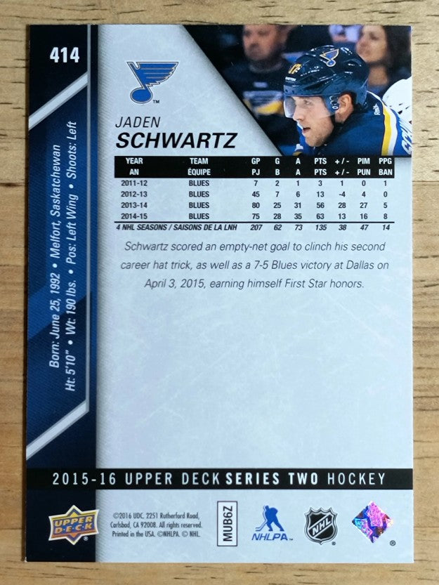 2015-16 Upper Deck #414 Jaden Schwartz