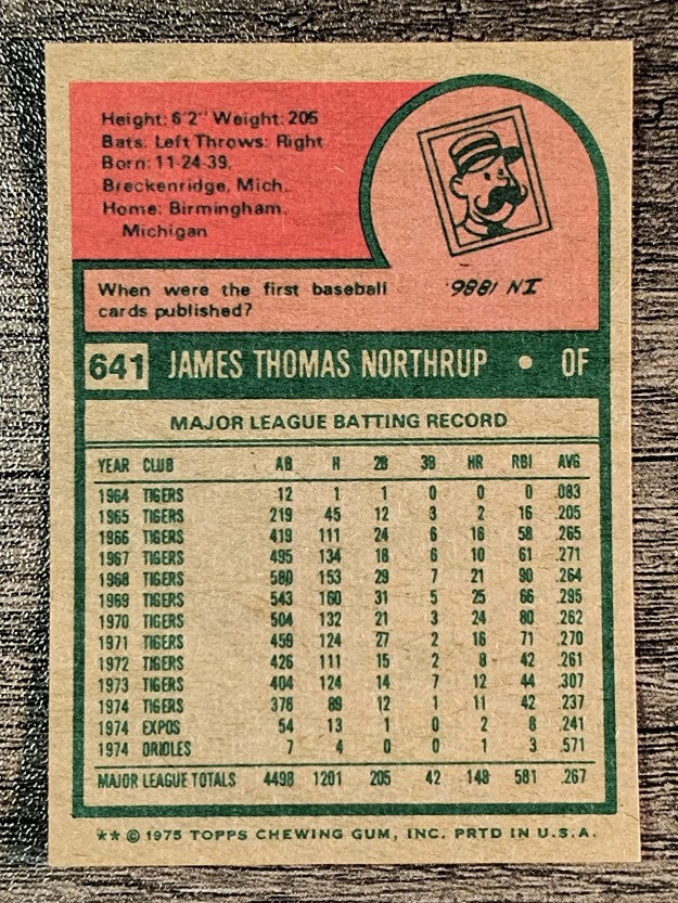 1975 Topps Mini #641 Jim Northrup (NM)