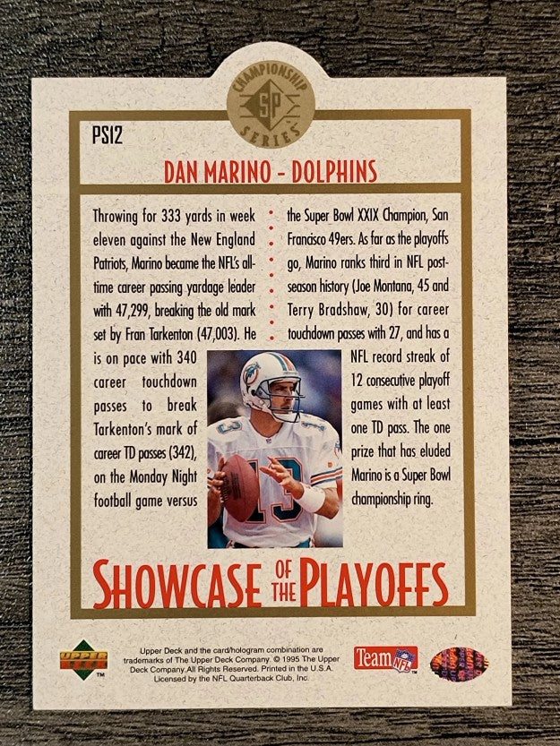 1995 SP Championship Playoff Showcase Die Cuts #PS12 Dan Marino