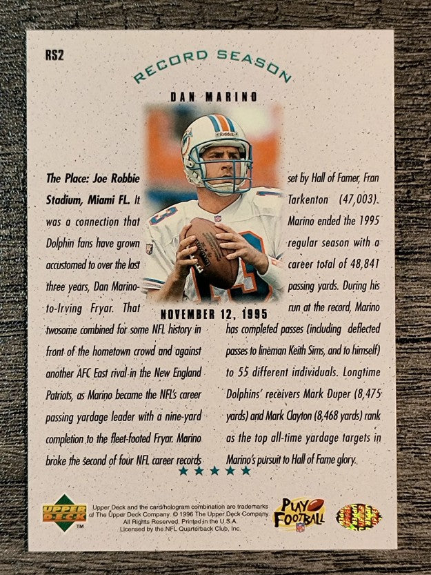 1996 Upper Deck Silver Dan Marino #RS2 Dan Marino