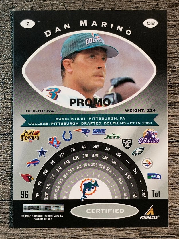 1997 Pinnacle Certified Promos #2 Dan Marino (NM)