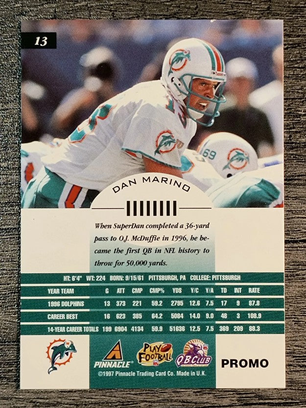 1997 Pinnacle Inscriptions Promos #13 Dan Marino (EXMT)