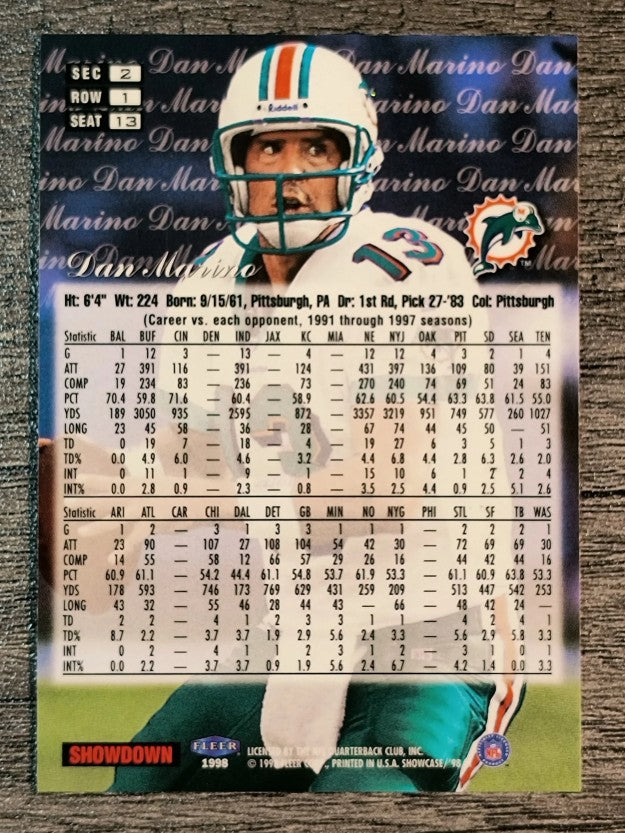 1998 Flair Showcase Row 1 #13 Dan Marino