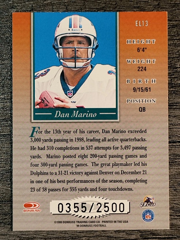 1999 Donruss Elite Inserts #EL13 Dan Marino