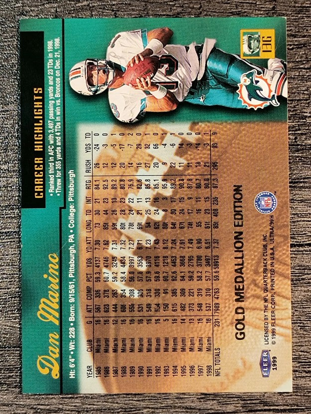1999 Ultra Gold Medallion #13 Dan Marino