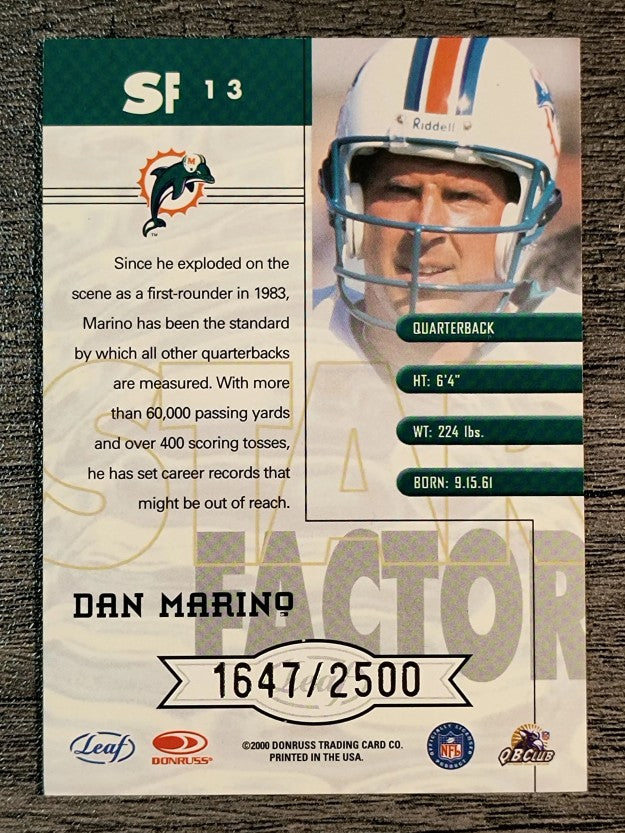 2000 Quantum Leaf Star Factor #SF13 Dan Marino