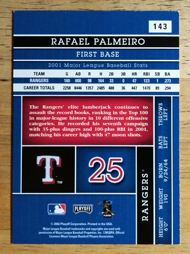 2002 Absolute Memorabilia #143 Rafael Palmeiro
