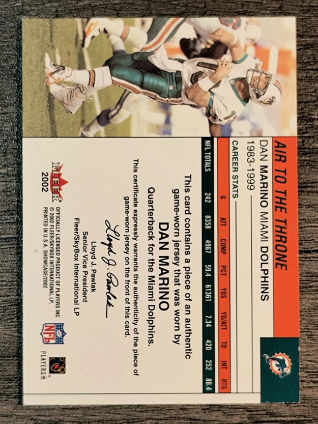 2002 Fleer Showcase Air to the Throne Jerseys #11 Dan Marino