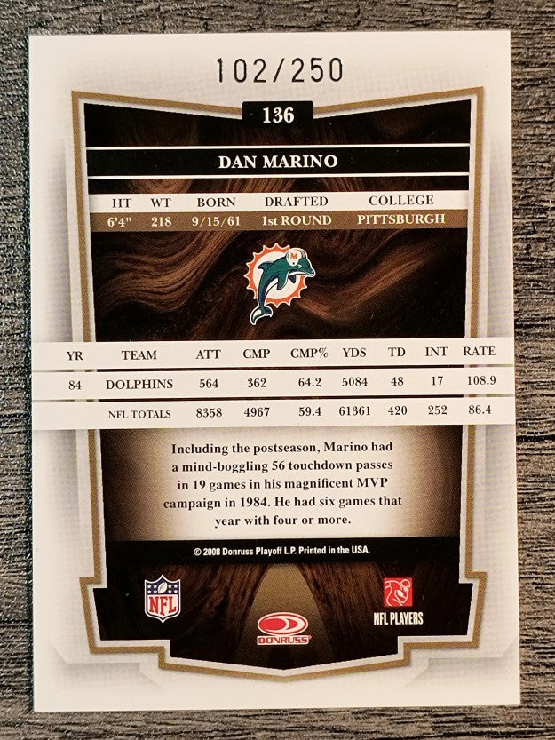 2008 Donruss Classics Timeless Tributes Bronze #136 Dan Marino