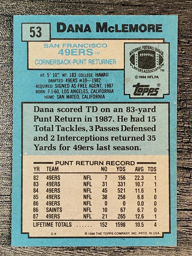 1988 Topps #53 Dana McLemore