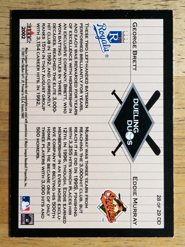 2002 Greats of the Game Dueling Duos #28 George Brett/Eddie Murray (NM)
