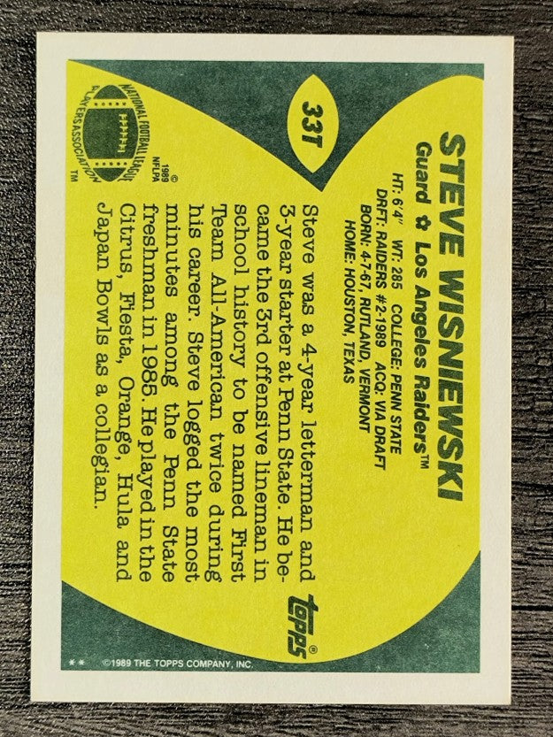 1989 Topps Traded #33T Steve Wisniewski RC