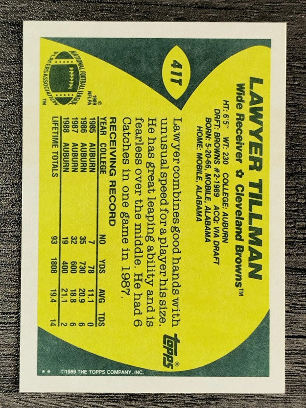 1989 Topps Traded #41T Lawyer Tillman RC