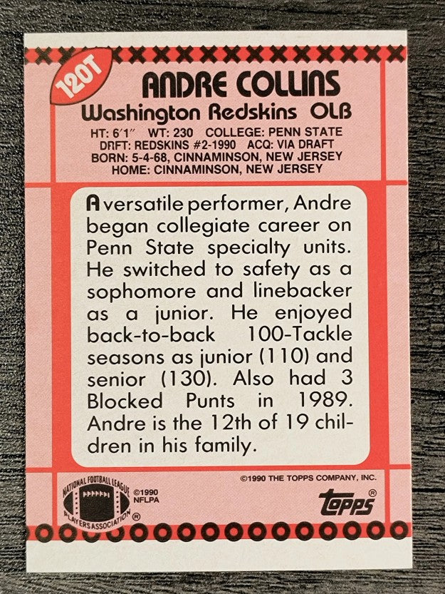 1990 Topps Traded #120T Andre Collins RC