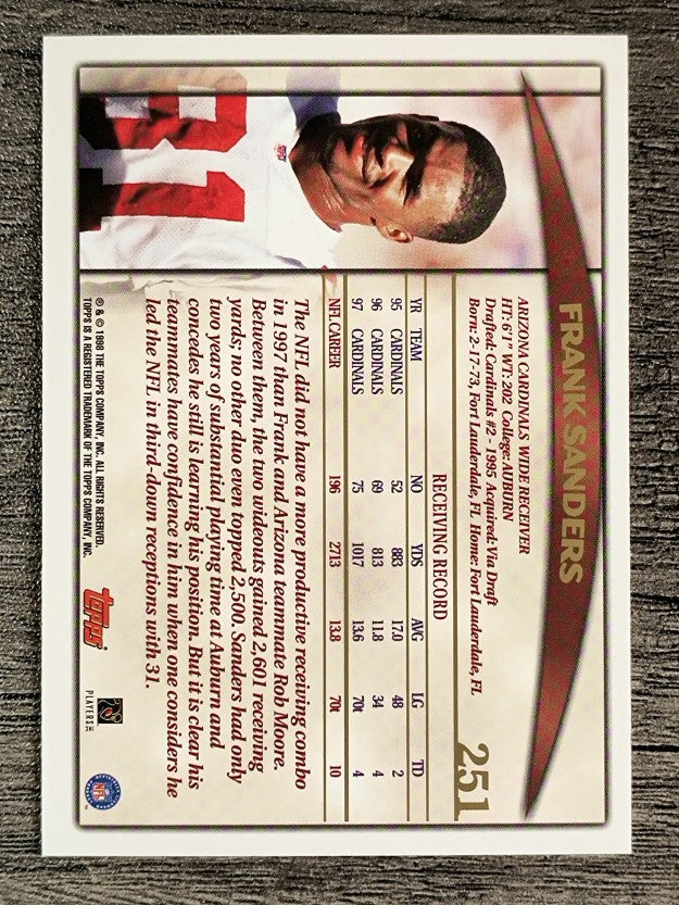 1998 Topps #251 Frank Sanders