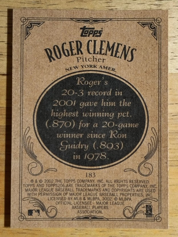 2002 Topps 206 #183A Roger Clemens Blue Jsy