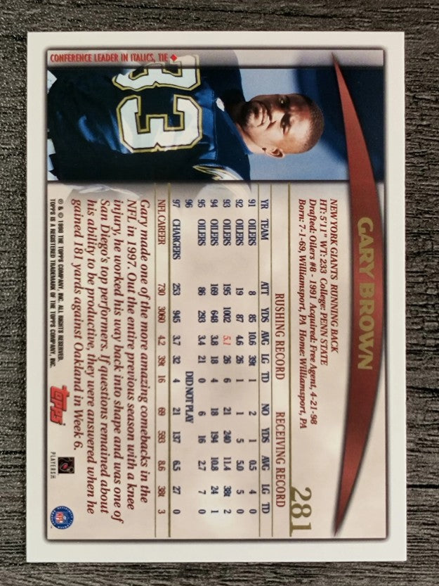 1998 Topps #281 Gary Brown