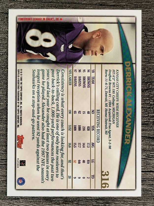 1998 Topps #316 Derrick Alexander WR