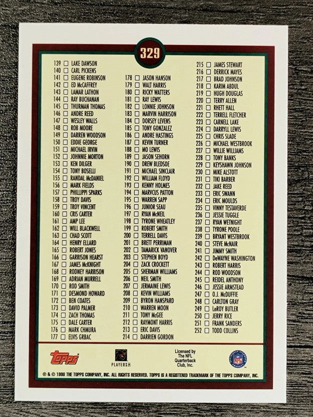1998 Topps #329 Checklist 1