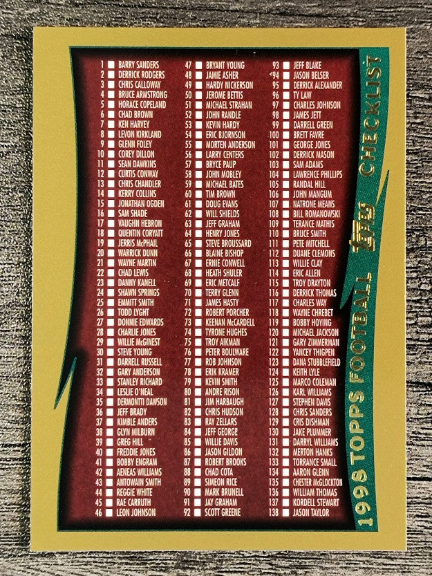 1998 Topps #329 Checklist 1