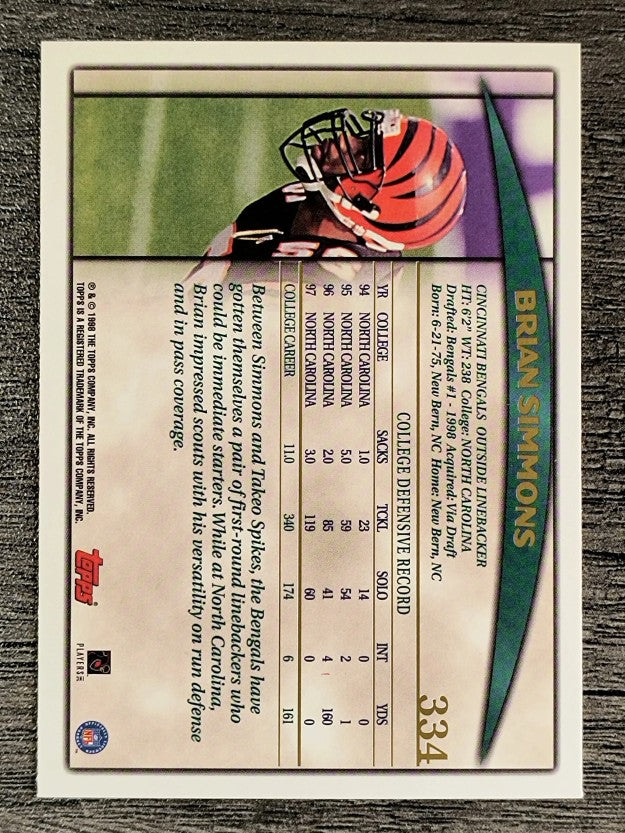 1998 Topps #334 Brian Simmons RC