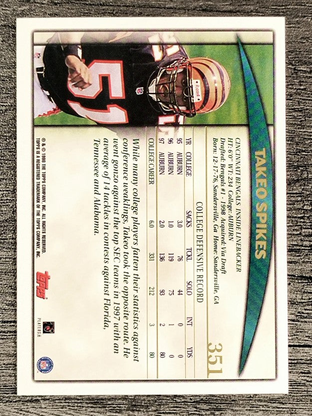 1998 Topps #351 Takeo Spikes RC (NM)