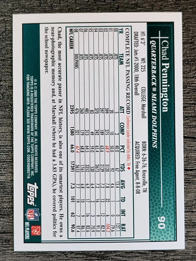 2009 Topps Kickoff #90 Chad Pennington