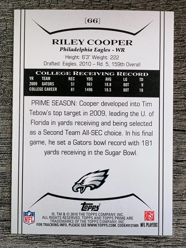 2010 Topps Prime Retail #66 Riley Cooper RC