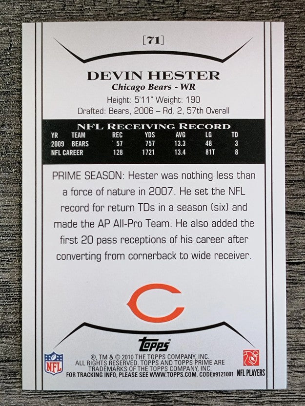 2010 Topps Prime Retail #71 Devin Hester