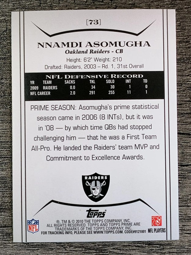 2010 Topps Prime Retail #73 Nnamdi Asomugha