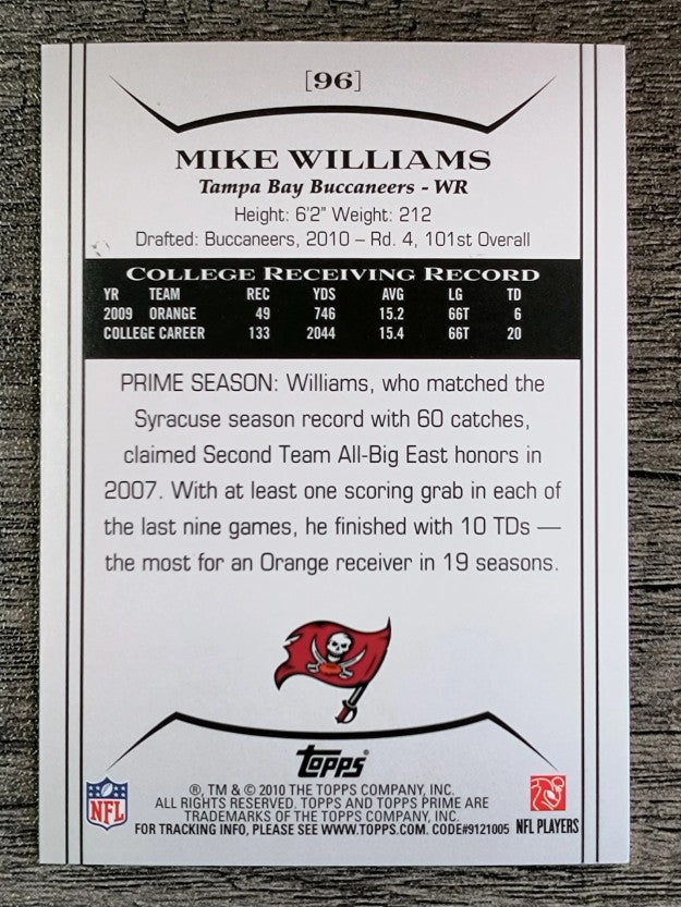 2010 Topps Prime Retail #96 Mike Williams RC