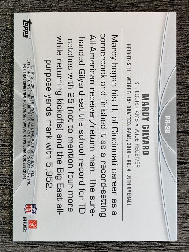 2010 Topps Prime Rookie #PR28 Mardy Gilyard